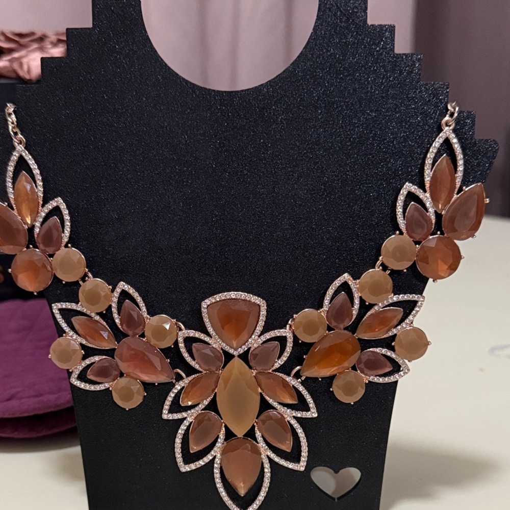 INC Rose Gold Necklace with Gemstone Accents